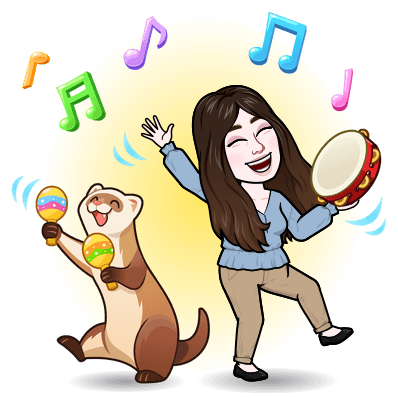 Ms. Murphy Dancing with Musical Instruments Alongside a Ferret